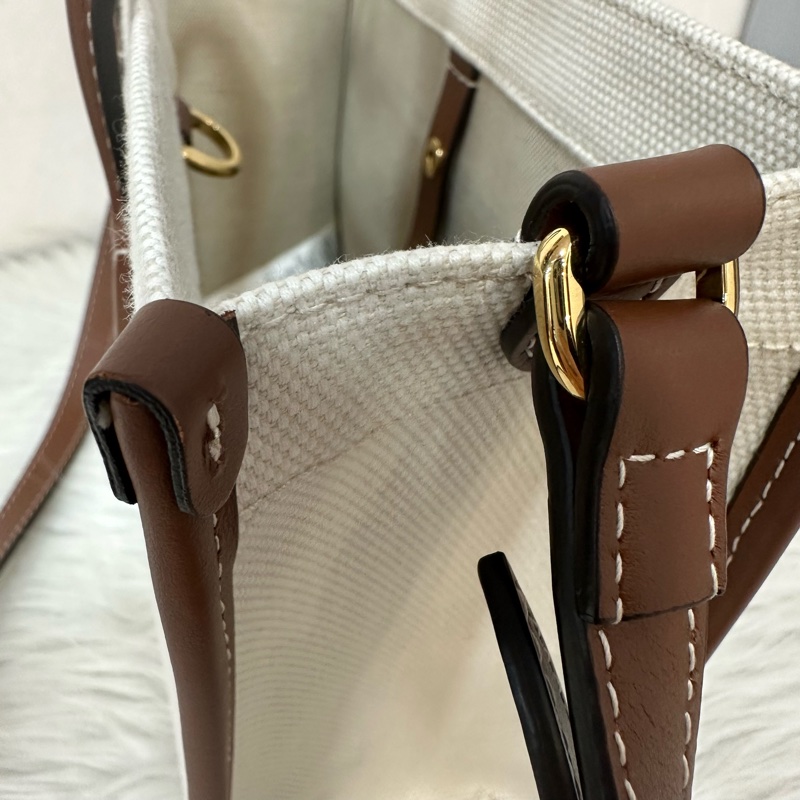 burberry 80441431 白帆布咖邊兩用包 斜背包-18