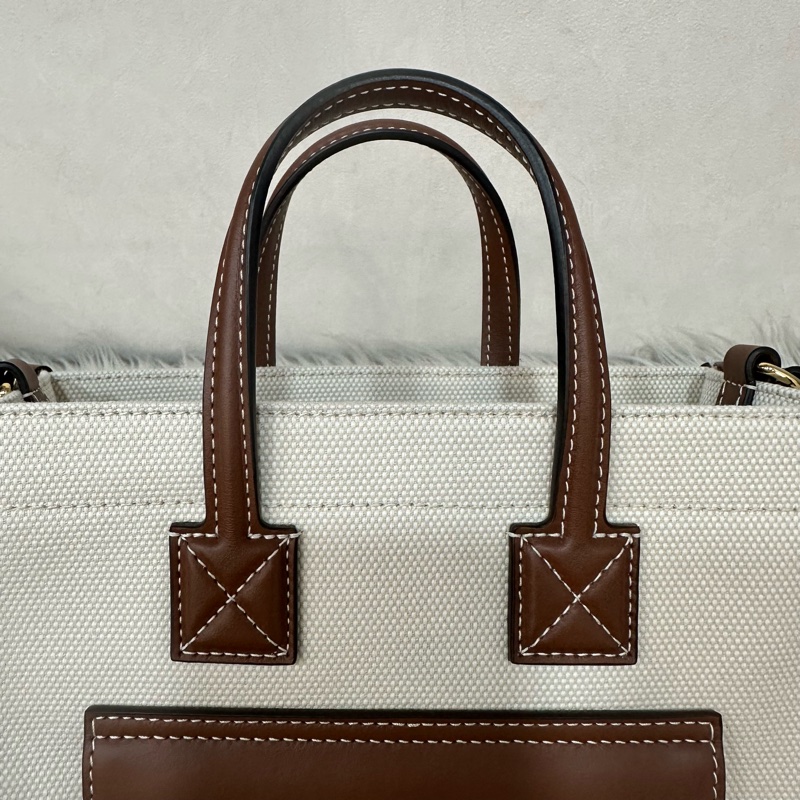 burberry 80441431 白帆布咖邊兩用包 斜背包-20