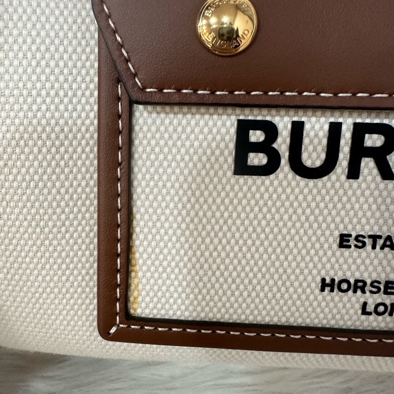 burberry 80441431 白帆布咖邊兩用包 斜背包-21
