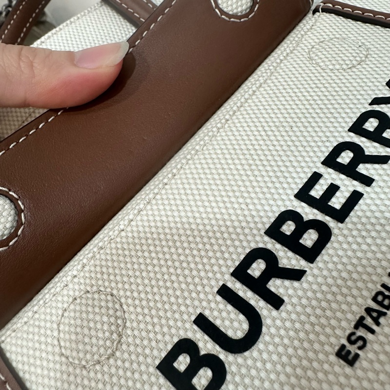 burberry 80441431 白帆布咖邊兩用包 斜背包-24