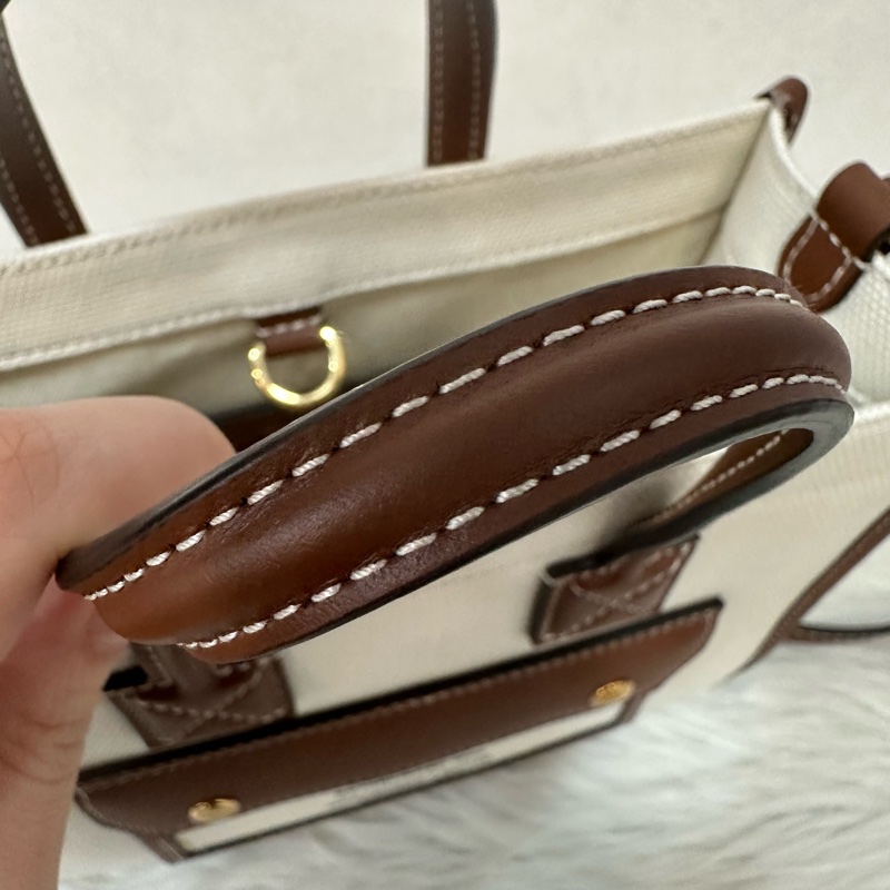 burberry 80441431 白帆布咖邊兩用包 斜背包-30