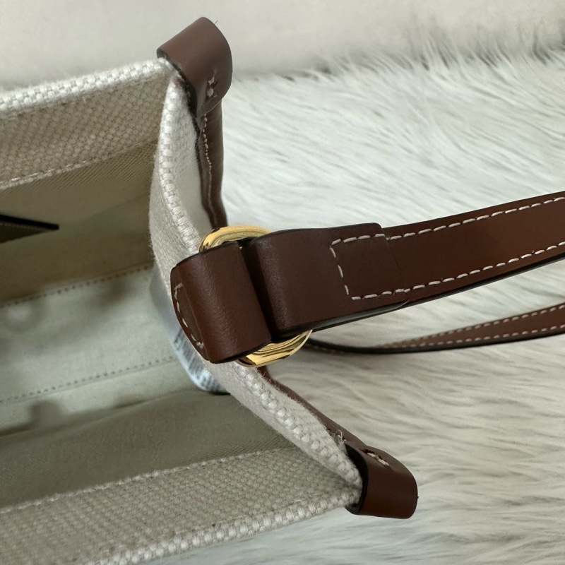 burberry 80441431 白帆布咖邊兩用包 斜背包-32