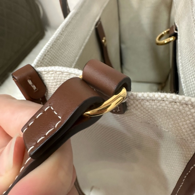 burberry 80441431 白帆布咖邊兩用包 斜背包-33