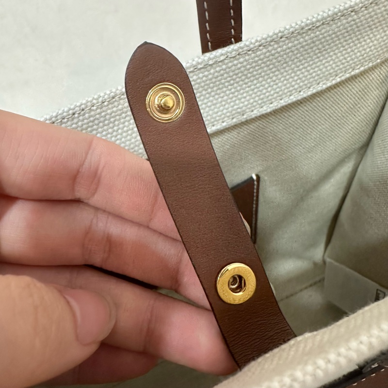 burberry 80441431 白帆布咖邊兩用包 斜背包-34