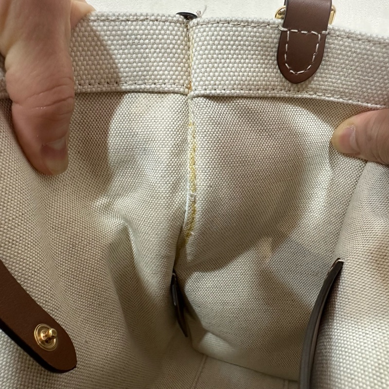 burberry 80441431 白帆布咖邊兩用包 斜背包-41