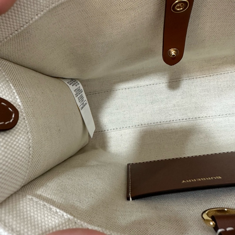 burberry 80441431 白帆布咖邊兩用包 斜背包-43