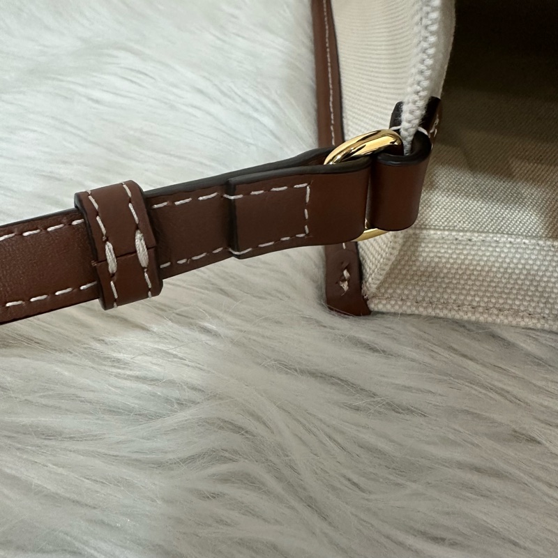 burberry 80441431 白帆布咖邊兩用包 斜背包-51