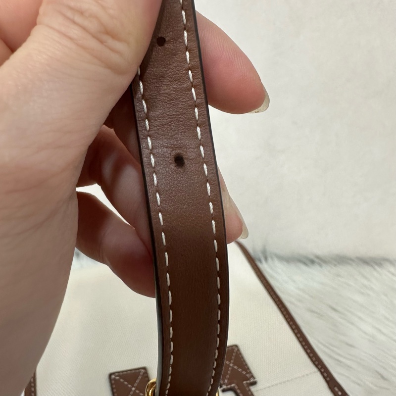 burberry 80441431 白帆布咖邊兩用包 斜背包-55