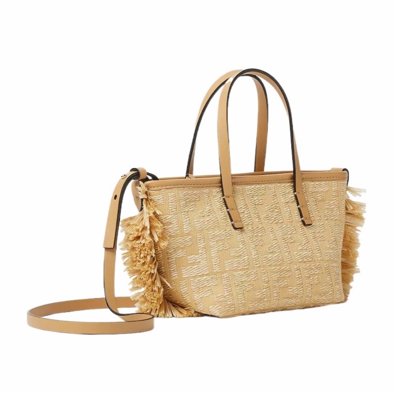 Fendi 女士 拉菲草 FF 提花面料迷你包均碼碼MINI、15.5cm*11cm*13cm-3