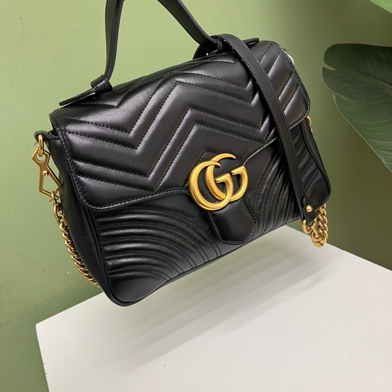 Gucci黑金marmont郵差包-0