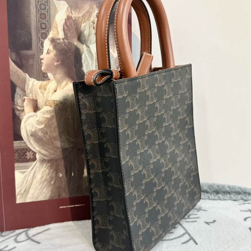 【全🆕】CELINE Cabas mini tote tan 皮革迷你直式手提包斜挎包-2