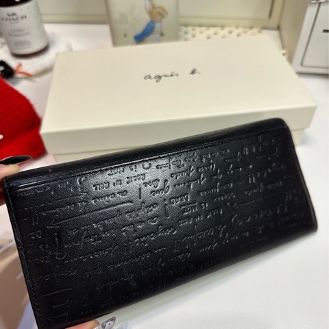 agnès b. 黑色皮革長夾 男女通用二手