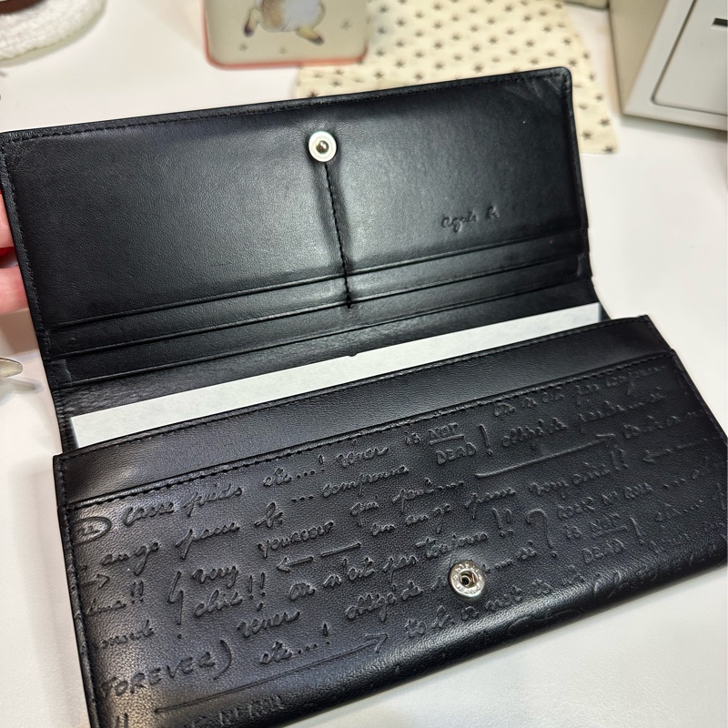 agnès b. 黑色皮革長夾 男女通用二手-1