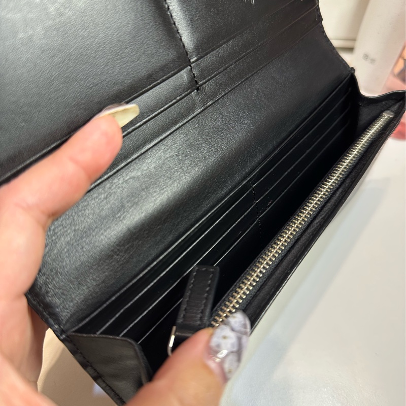 agnès b. 黑色皮革長夾 男女通用二手-2