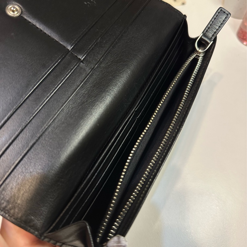 agnès b. 黑色皮革長夾 男女通用二手-7