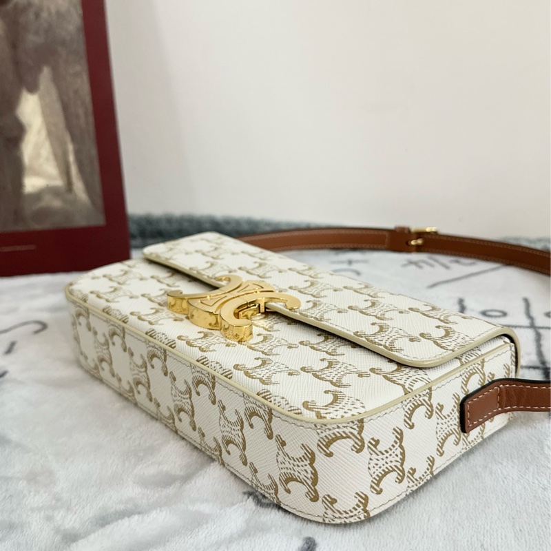 【全🆕】CELINE SHOULDER BAG CLAUDE Triomphe canvas calfskin White Logo 凱旋門印花牛皮革 斜挎包 單肩包-2