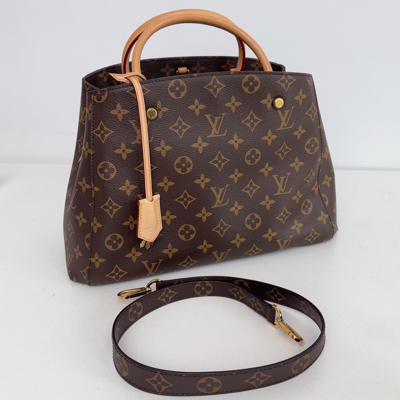 【近新閒置品】Louis Vuitton路易威登 LV 老花17年中號MONTAIGNE蒙田包-0