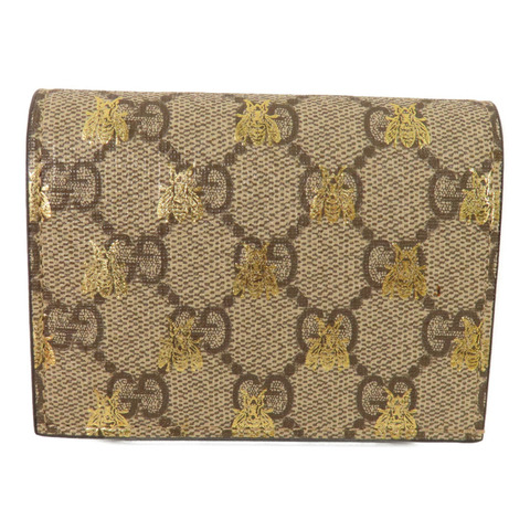 GUCCI 塗層帆布Bee Card Case金扣零錢包/卡套