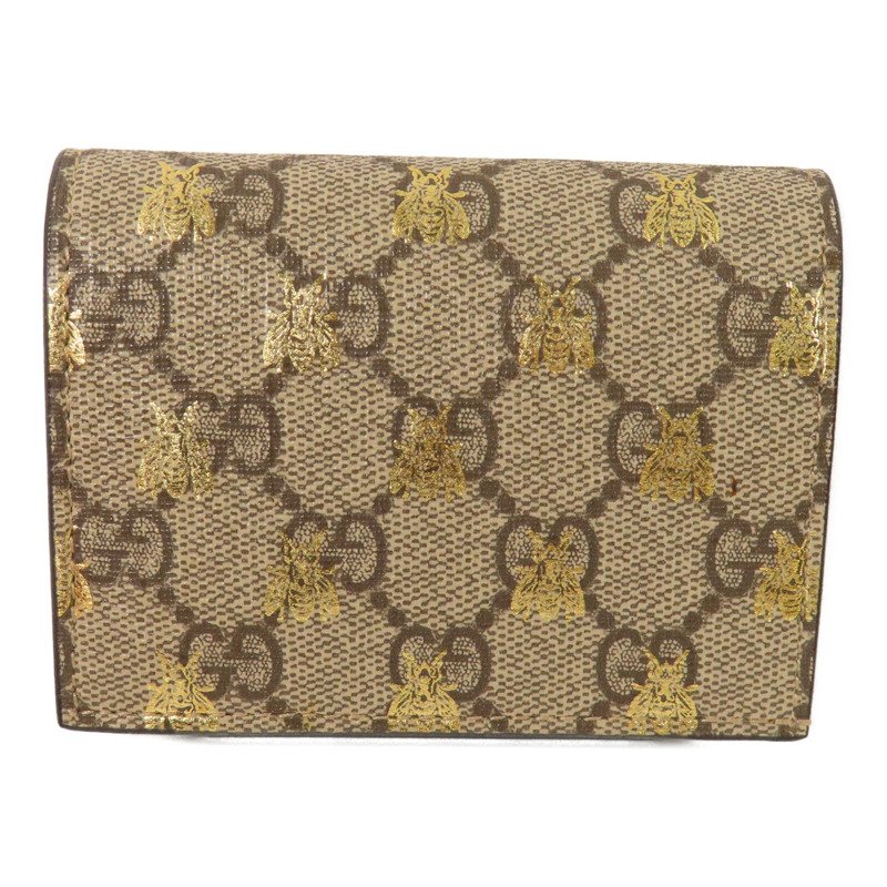 GUCCI 塗層帆布Bee Card Case金扣零錢包/卡套-0