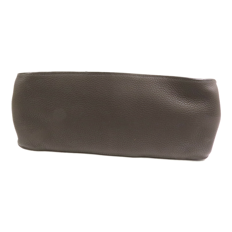 HERMES Clemence皮革Jypesiere 37銀扣肩背袋Etain-3