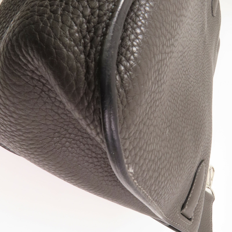 HERMES Clemence皮革Jypesiere 37銀扣肩背袋Etain-7