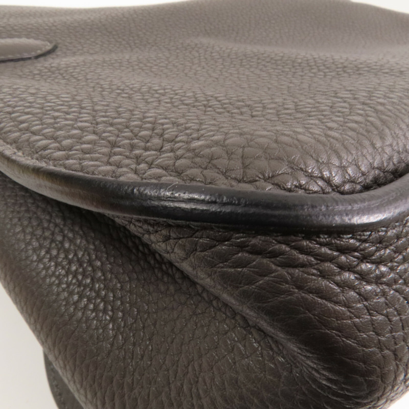 HERMES Clemence皮革Jypesiere 37銀扣肩背袋Etain-8