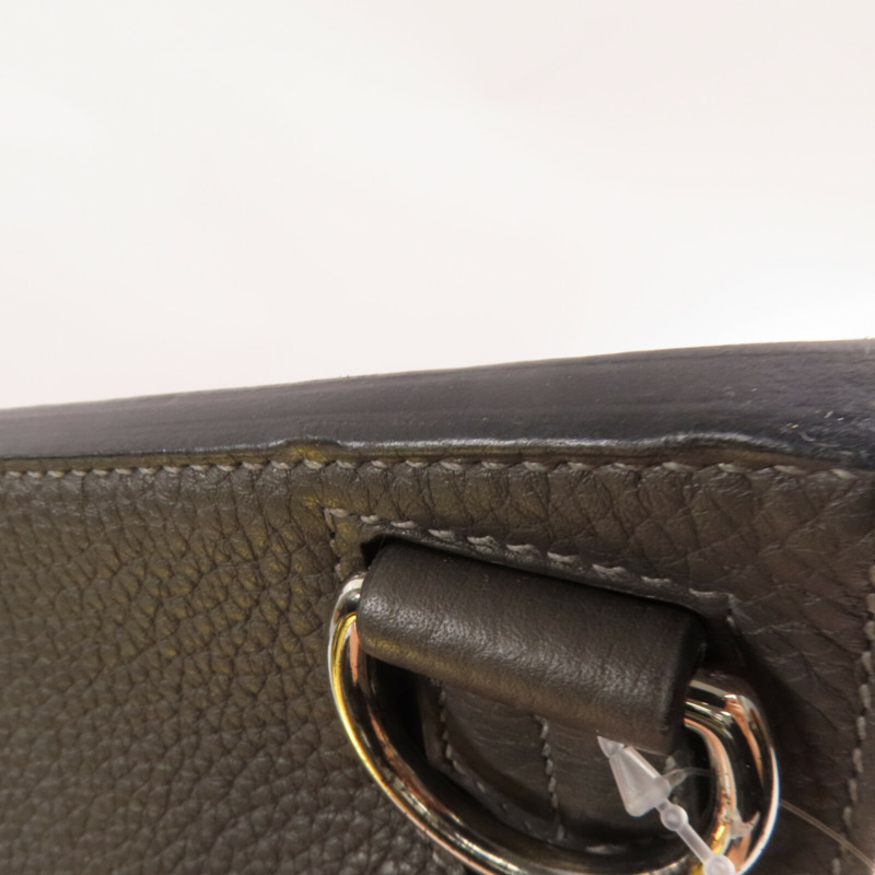 HERMES Clemence皮革Jypesiere 37銀扣肩背袋Etain-10