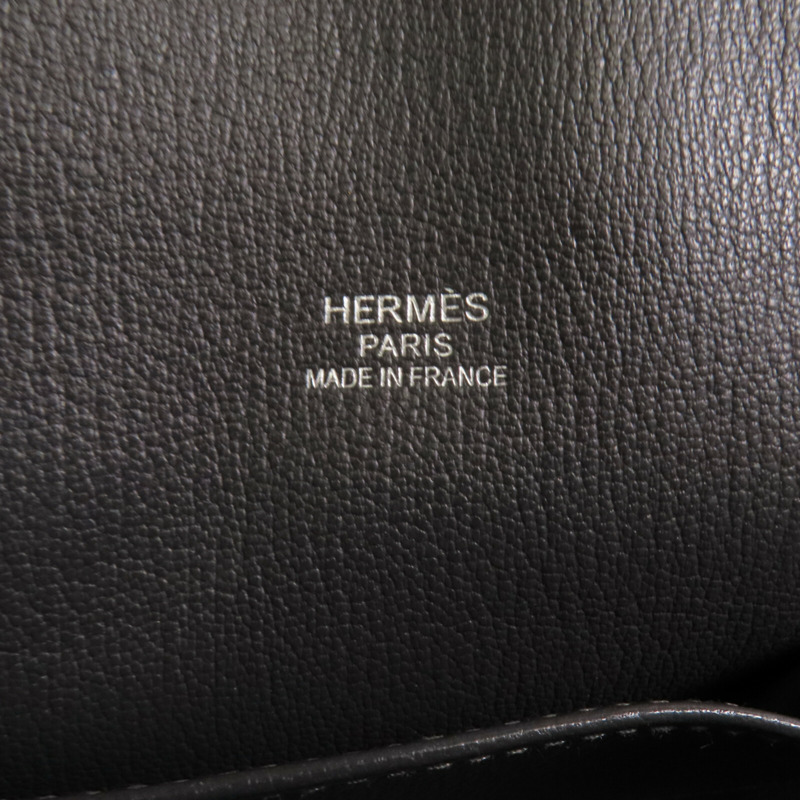 HERMES Clemence皮革Jypesiere 37銀扣肩背袋Etain-15