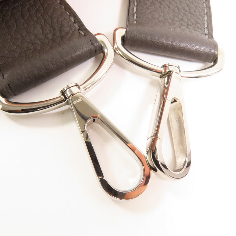 HERMES Clemence皮革Jypesiere 37銀扣肩背袋Etain-19