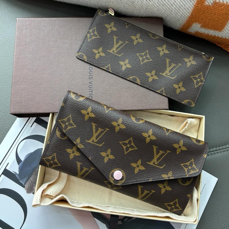 【近新閒置品】Louis Vuitton路易威登 LV 老花豆豆錢包長夾子母包-0