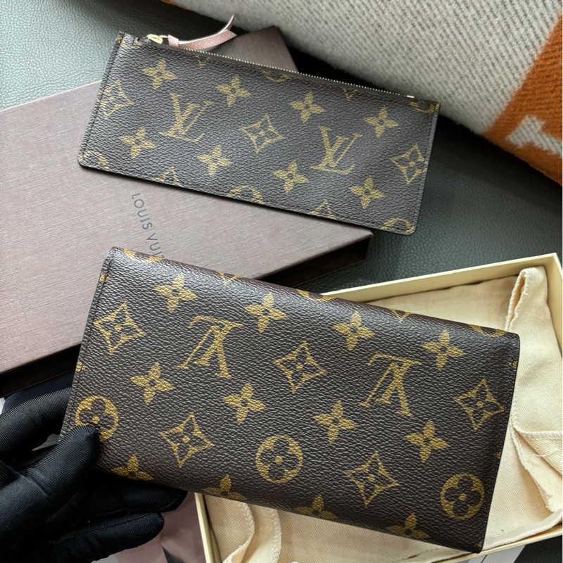 【近新閒置品】Louis Vuitton路易威登 LV 老花豆豆錢包長夾子母包-1