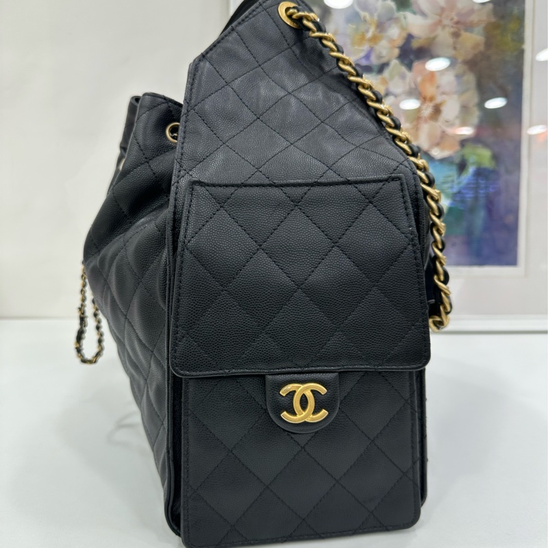 Chanel 香奈兒 25bag荔枝皮黑金中號 有購證-3