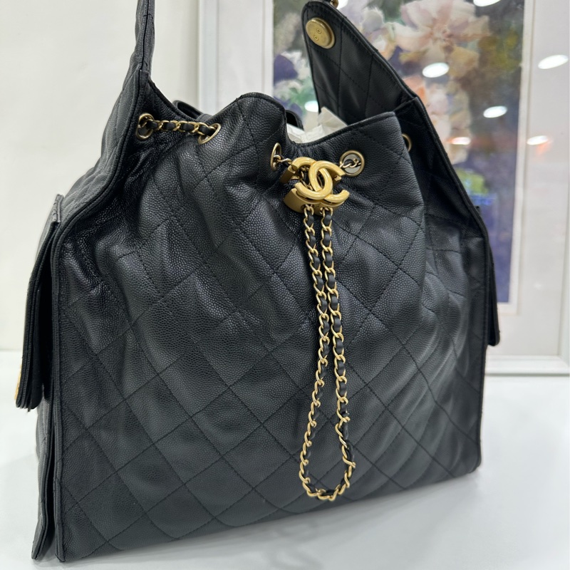 Chanel 香奈兒 25bag荔枝皮黑金中號 有購證-5