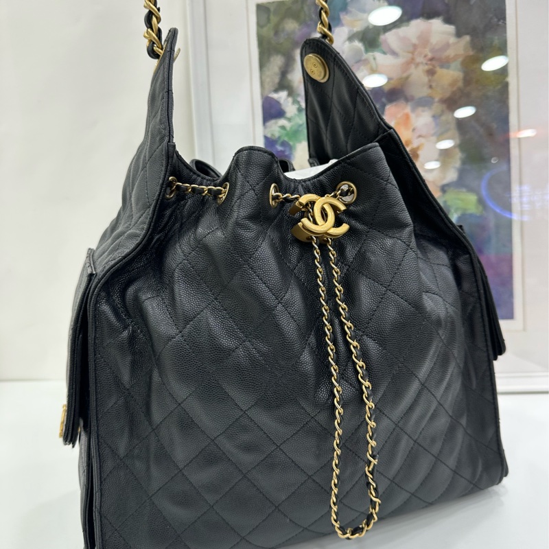 Chanel 香奈兒 25bag荔枝皮黑金中號 有購證-7