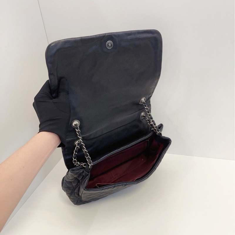 【97新🆕】Chanel 黑銀菱格大雙C翻蓋 單肩包-5