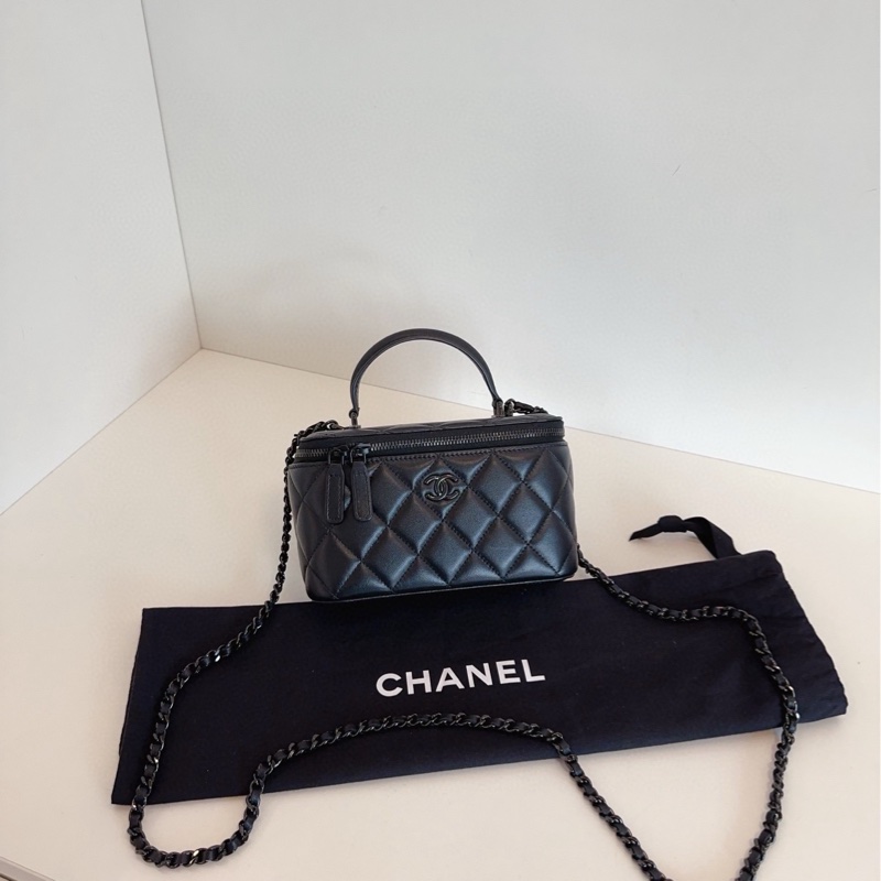 【99新🆕】Chanel 新款🔥24A 芯片款 so black 黑色 手提包 斜挎包 化妝包 長盒子鏈條包-0