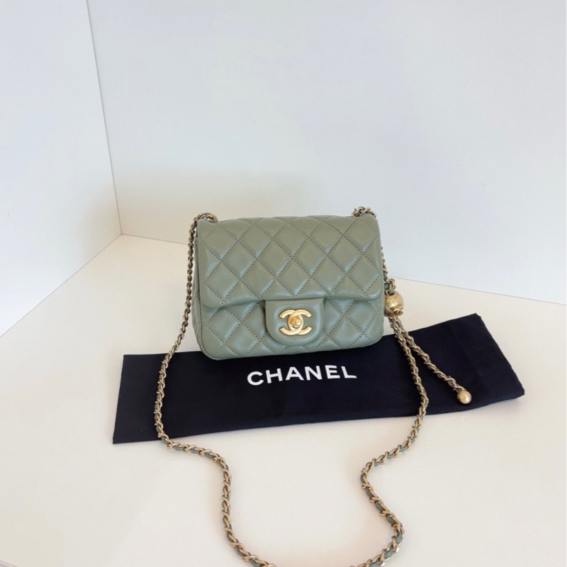 【99新閒置🆕】Chanel 抹茶綠CF金球金珠方胖子鏈條包 斜挎包-0