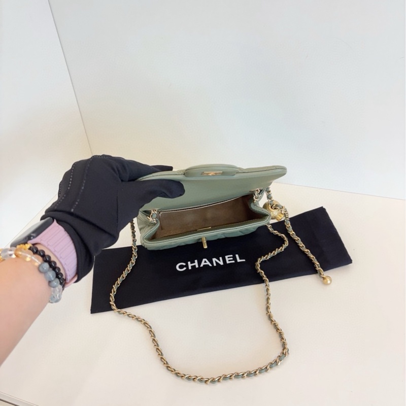 【99新閒置🆕】Chanel 抹茶綠CF金球金珠方胖子鏈條包 斜挎包-5