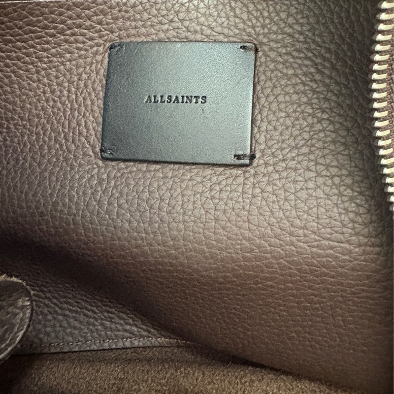 Allsaints荔枝牛皮肩背包(酒紅)-2