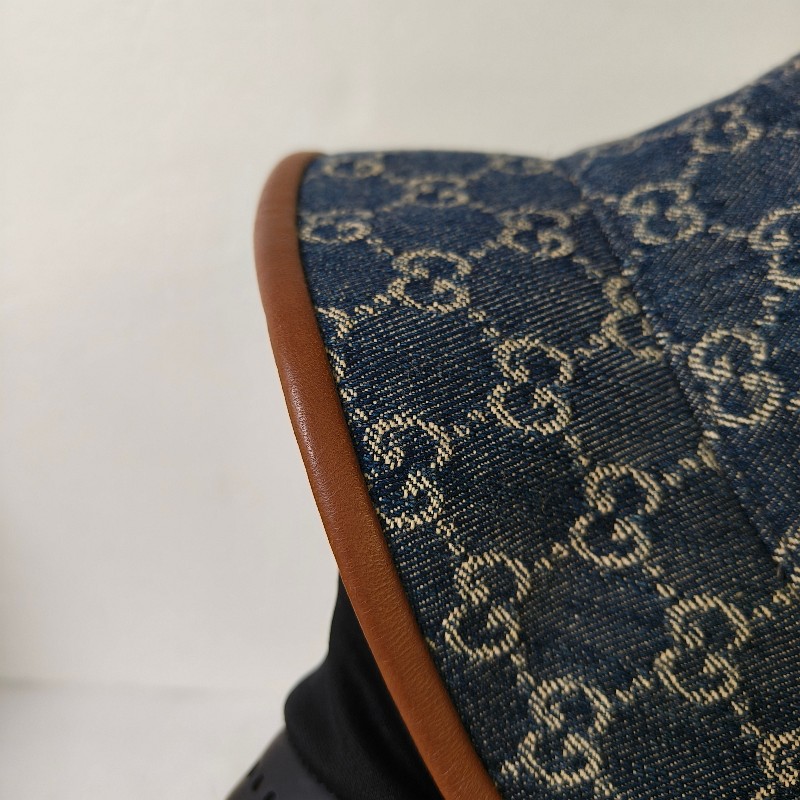 【8成新】㊣✨Gucci✨古馳 滿版 gg  牛仔 刺繡 皮邊 漁夫帽 帽子 遮陽帽/二手精品/配件🌳二手樹屋🌳-8
