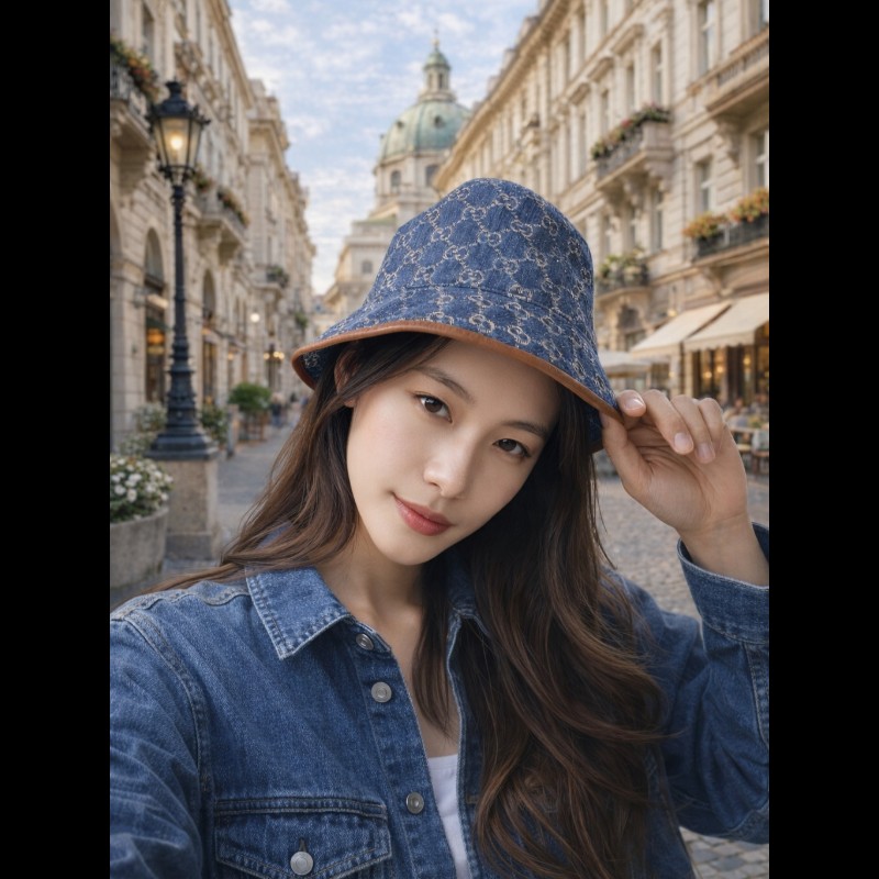 🫅女神購物節狂降（原$8800）‼️只到3/15⏰【8成新】㊣✨Gucci✨古馳 滿版 gg  牛仔 刺繡 皮邊 漁夫帽 帽子 遮陽帽/二手精品/配件🌳二手樹屋🌳-18