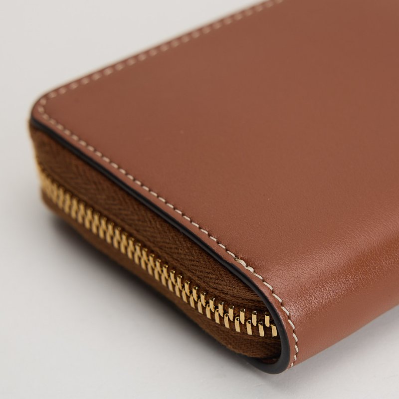 Celine 浮雕凱旋門小牛皮拉鍊零錢包/棕色-11