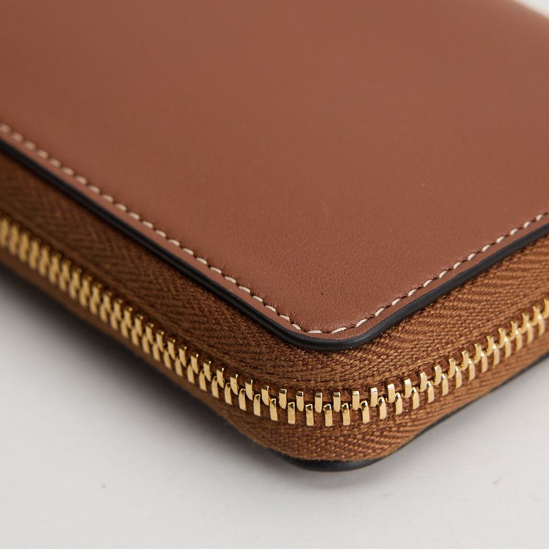 Celine 浮雕凱旋門小牛皮拉鍊零錢包/棕色-12