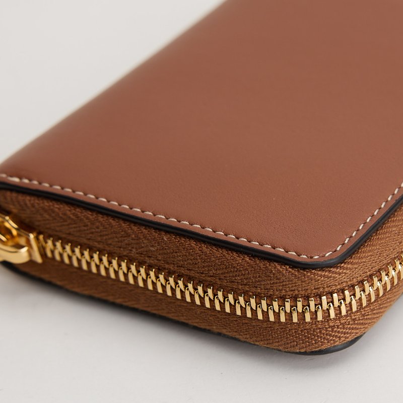 Celine 浮雕凱旋門小牛皮拉鍊零錢包/棕色-14