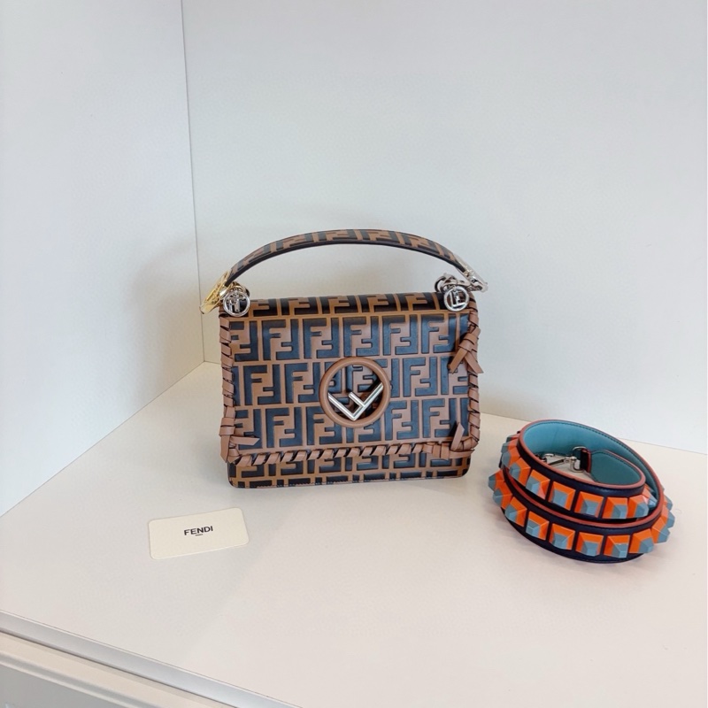 【98新🆕】Fendi經典FF老花手柄 變質包邊 搭配亞克力積木肩帶 手提包單肩包-0