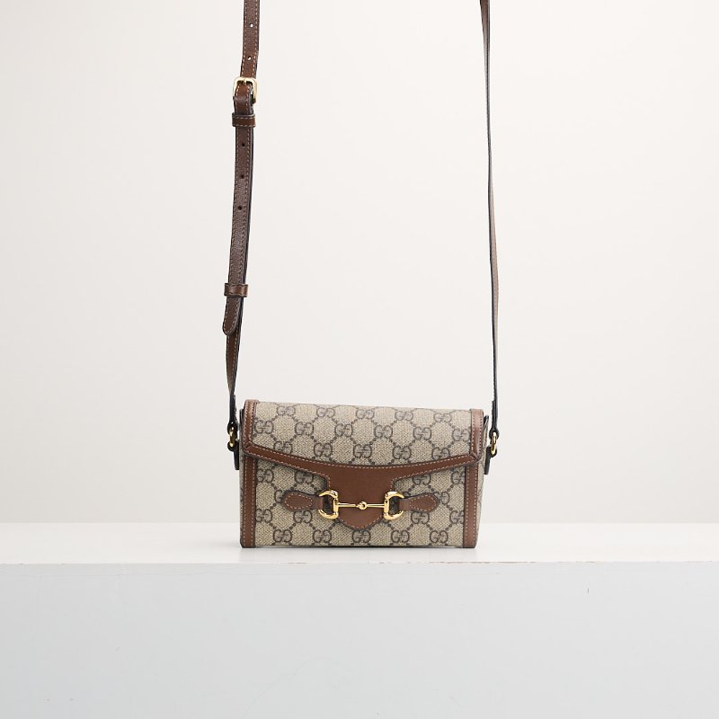 二手Gucci 1955橫版手機包/棕色-0