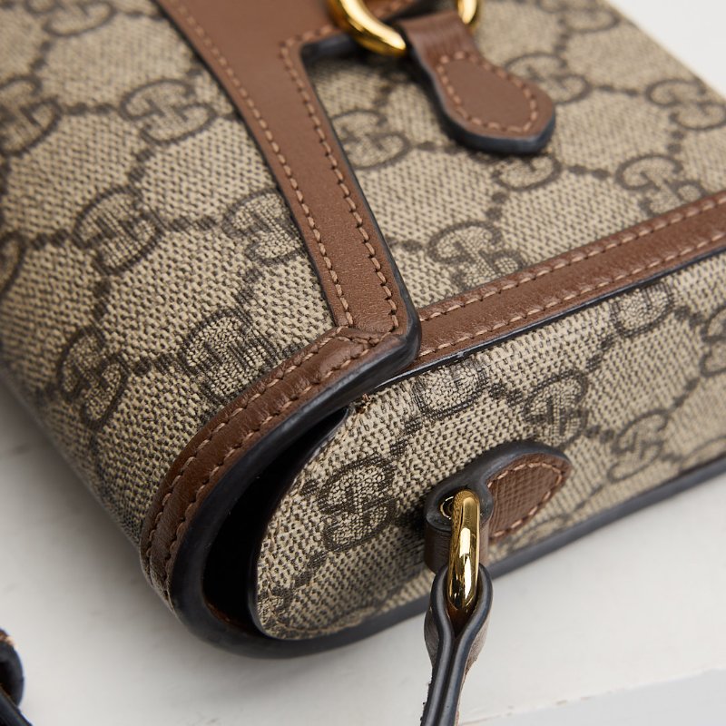 二手Gucci 1955橫版手機包/棕色-3