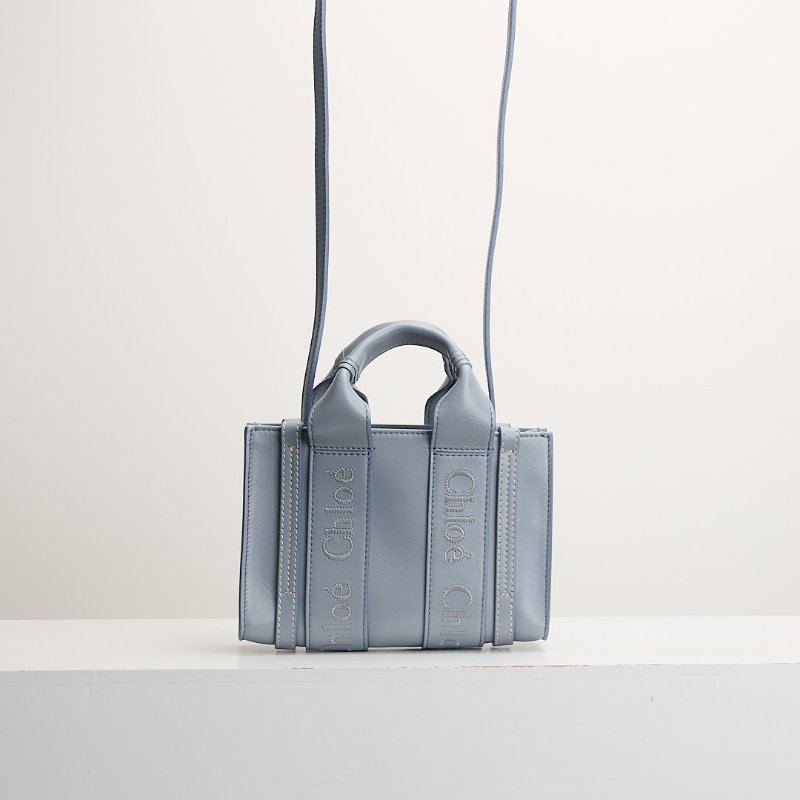 二手Chloé woody tote mini灰藍-0