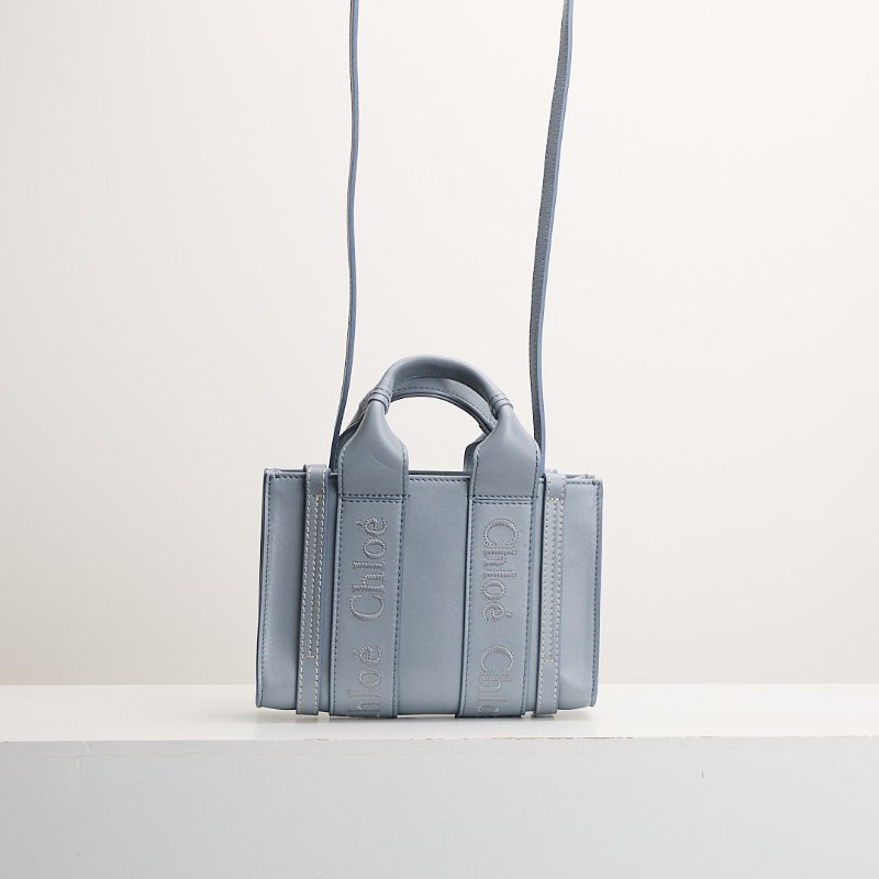 二手Chloé woody tote mini灰藍-1