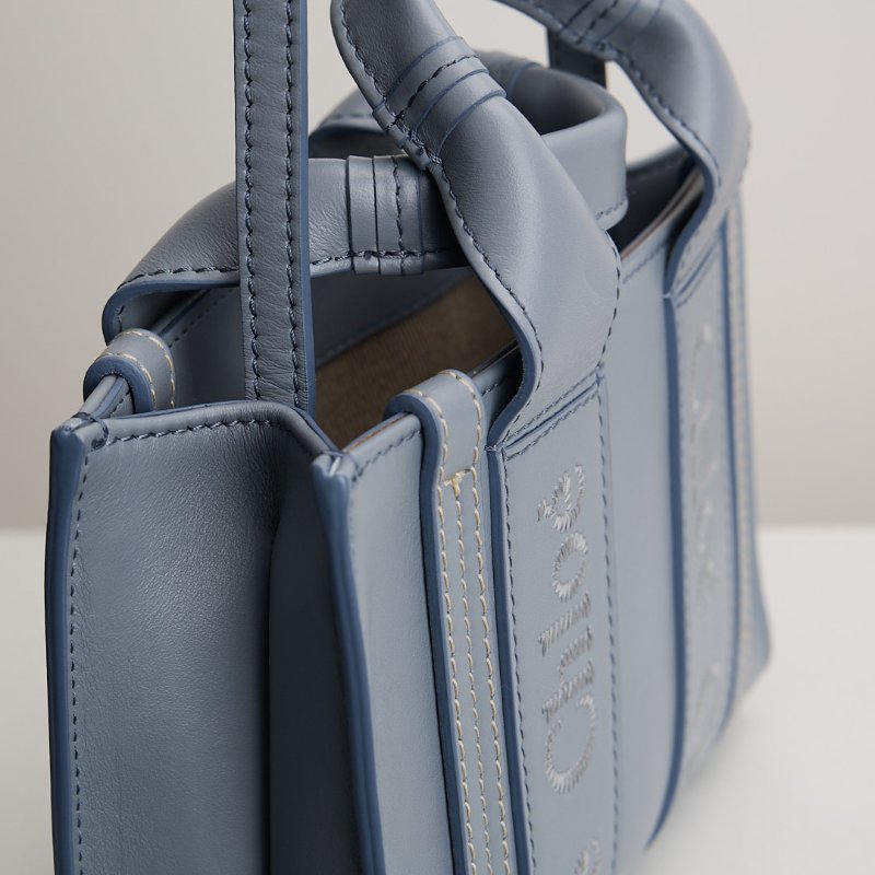 二手Chloé woody tote mini灰藍-14